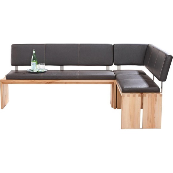 ECKBANK in Holz, Leder Buchefarben, Dunkelbraun Bänke Esszimmer ECKBANK in Holz, Leder Buchefarben, Dunkelbraun Bänke Esszimmer