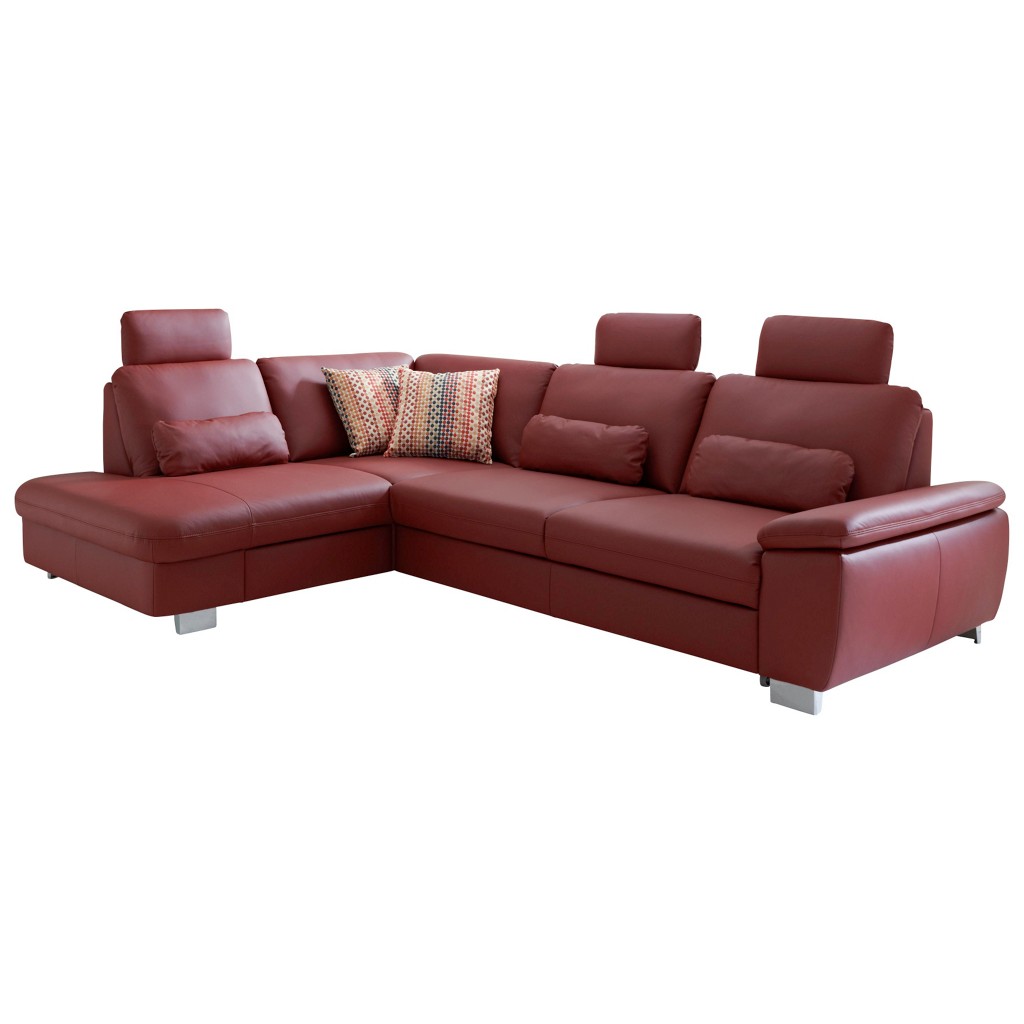 BELDOMO Wohnlandschaft in L-Form, Echtleder in Brombeer - nur 1.699,99€