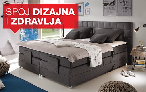 Boxspring krevet sive boje