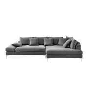 Ecksofa Flachgewebe Armteilverstellung, Rücken echt, Rückenkissen, Zierkissen - Chromfarben/Grau, MODERN, Textil (331/180cm) - VOLEO Ecksofa Flachgewebe Armteilverstellung, Rücken echt, Rückenkissen, Zierkissen - Chromfarben/Grau, MODERN, Textil (331/180cm) - VOLEO