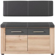 GARDEROBENBANK - Dunkelgrau/Buchefarben, KONVENTIONELL, Textil/Metall (90/45/42cm) - VOLEO GARDEROBENBANK - Dunkelgrau/Buchefarben, KONVENTIONELL, Textil/Metall (90/45/42cm) - VOLEO