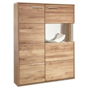 HIGHBOARD Asteiche furniert, massiv lackiert, seidenmatt - Eichefarben/Silberfarben, KONVENTIONELL, Glas/Holz (90/138/40cm) - VOLEO HIGHBOARD Asteiche furniert, massiv lackiert, seidenmatt - Eichefarben/Silberfarben, KONVENTIONELL, Glas/Holz (90/138/40cm) - VOLEO