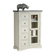 KOMODA HIGHBOARD POSADA - bílá/tmavě šedá, Romantický / Rustikální, kov/dřevo (86/122/39cm) - Ambia Home KOMODA HIGHBOARD POSADA - bílá/tmavě šedá, Romantický / Rustikální, kov/dřevo (86/122/39cm) - Ambia Home