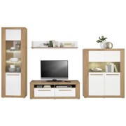 OBÝVACÍ STĚNA - bílá/barvy dubu, Moderní, kov/dřevěný materiál (323/204/50cm) - TI`ME OBÝVACÍ STĚNA - bílá/barvy dubu, Moderní, kov/dřevěný materiál (323/204/50cm) - TI`ME