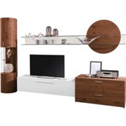 OBÝVACÍ STĚNA - bílá/barvy ořechu, Moderní, kov/dřevo (308/204,2/51,9cm) - AMBIENTE BY HÜLSTA OBÝVACÍ STĚNA - bílá/barvy ořechu, Moderní, kov/dřevo (308/204,2/51,9cm) - AMBIENTE BY HÜLSTA