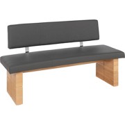 RUNDBANK Lederlook Kernbuche massiv Buchefarben, Fango - Fango/Buchefarben, KONVENTIONELL, Holz/Textil (160cm) - VOLEO RUNDBANK Lederlook Kernbuche massiv Buchefarben, Fango - Fango/Buchefarben, KONVENTIONELL, Holz/Textil (160cm) - VOLEO