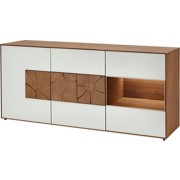 SIDEBOARD Kerneiche vollmassiv gebürstet, gewachst, lackiert, matt - Eichefarben/Weiß, MODERN, Glas/Holz (175/81/49cm) - VALNATURA SIDEBOARD Kerneiche vollmassiv gebürstet, gewachst, lackiert, matt - Eichefarben/Weiß, MODERN, Glas/Holz (175/81/49cm) - VALNATURA