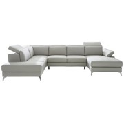 SJEDEĆA GARNITURA - boje kroma/svijetlo siva, Moderno, koža/tekstil (219/334/172cm) - XORA SJEDEĆA GARNITURA - boje kroma/svijetlo siva, Moderno, koža/tekstil (219/334/172cm) - XORA