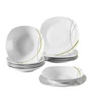 Porzellan TAFELSERVICE 12-teilig - Weiß/Grau, KONVENTIONELL, Keramik - BOXXX Porzellan TAFELSERVICE 12-teilig - Weiß/Grau, KONVENTIONELL, Keramik - BOXXX