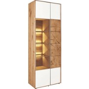 VITRINE Kerneiche vollmassiv Eichefarben, Weiß - Eichefarben/Weiß, MODERN, Glas/Holz (69,5/196/39cm) - VALNATURA VITRINE Kerneiche vollmassiv Eichefarben, Weiß - Eichefarben/Weiß, MODERN, Glas/Holz (69,5/196/39cm) - VALNATURA