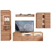 WOHNWAND Kernbuche furniert, massiv Buchefarben - Buchefarben/Silberfarben, KONVENTIONELL, Glas/Holz (328/204/40-48cm) - VOLEO WOHNWAND Kernbuche furniert, massiv Buchefarben - Buchefarben/Silberfarben, KONVENTIONELL, Glas/Holz (328/204/40-48cm) - VOLEO